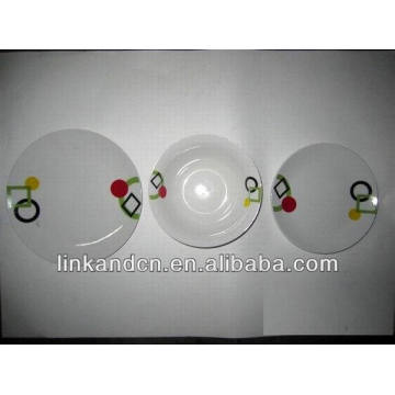 Haonai 12pcs simple white porcelain dinner plate set